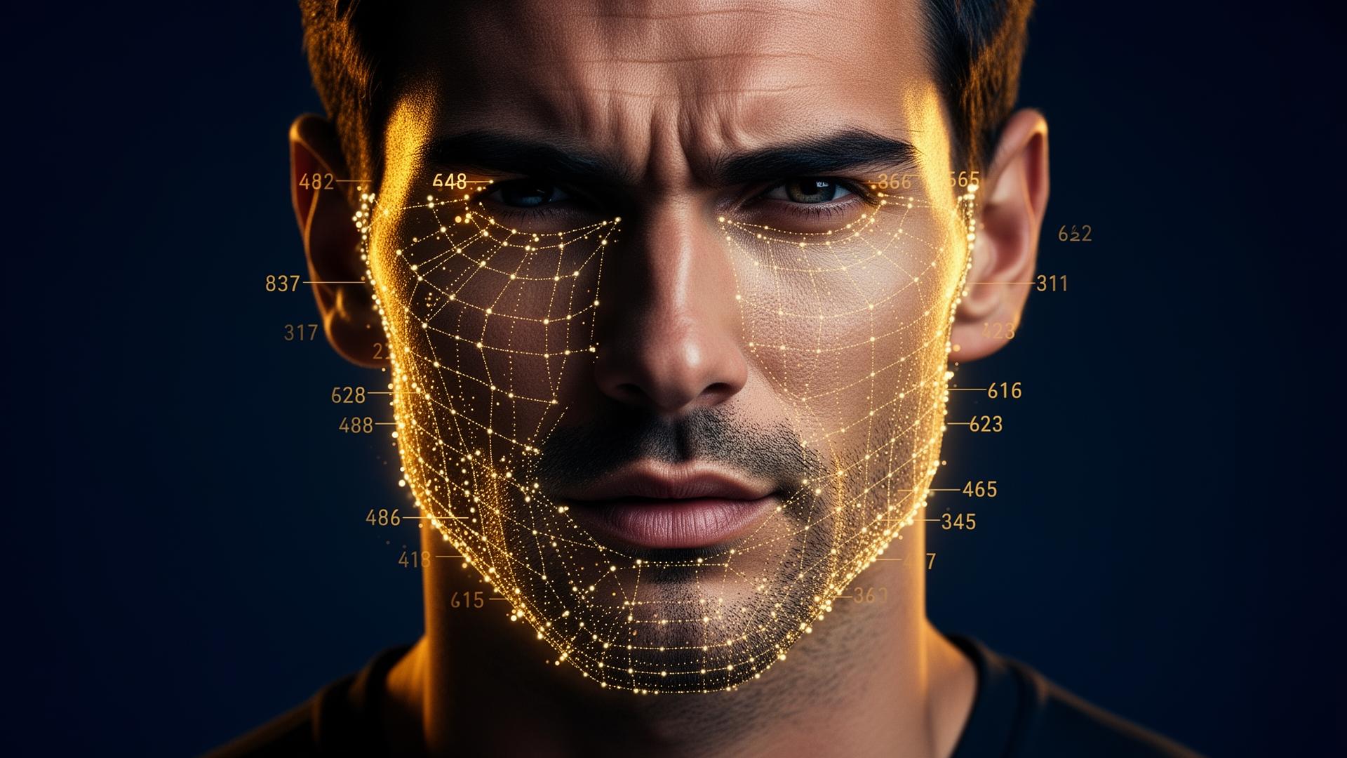 Masculine face overlaid with a glowing gold AI facial landmark mesh — a 2026 review of every major looksmax AI app