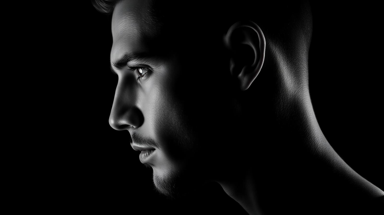 Sharp masculine jawline in profile — a guide to jawline improvement and how to get a better jawline